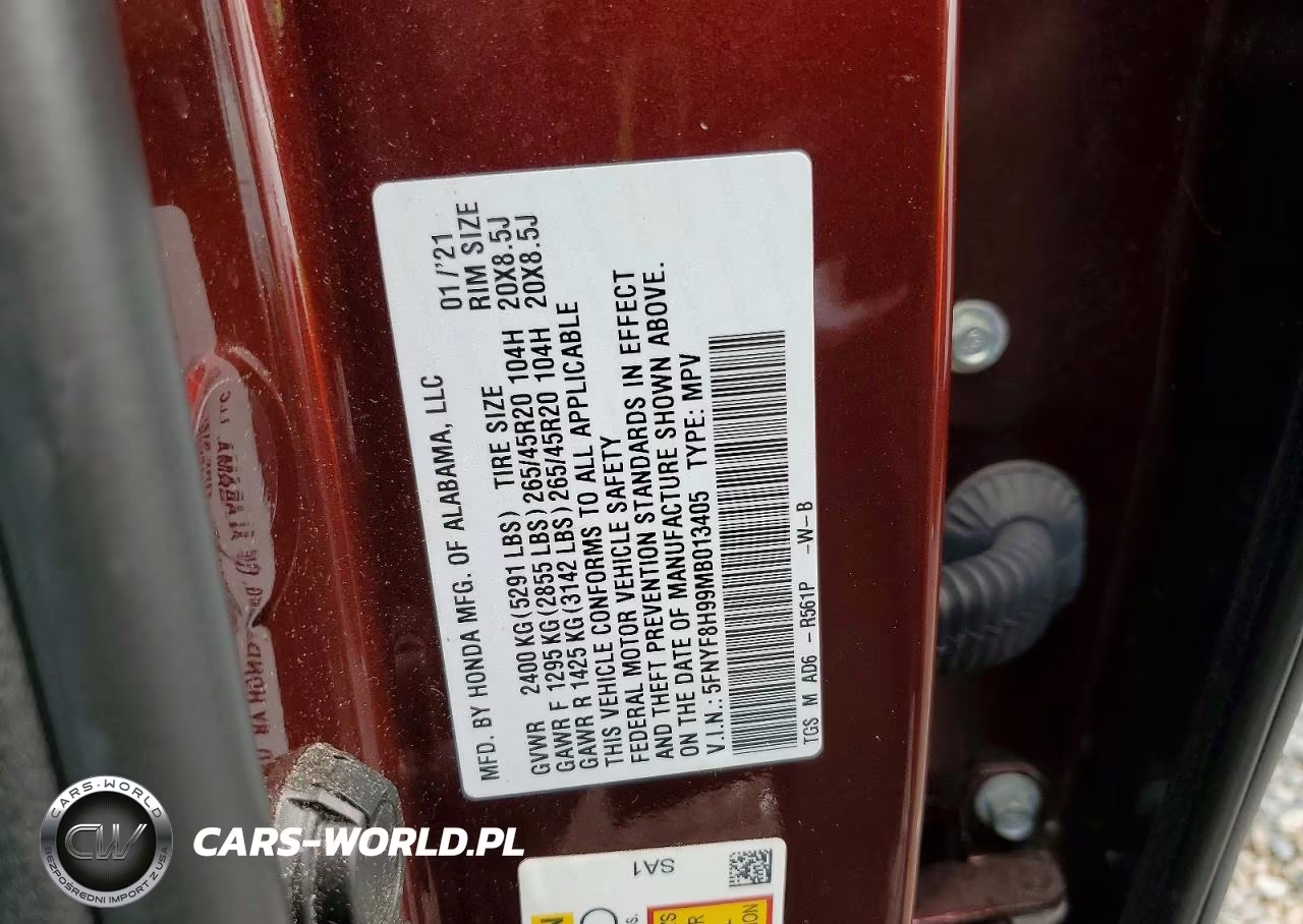 2021 Honda Passport Touring VIN:5FNYF8H99MB013405 - 13
