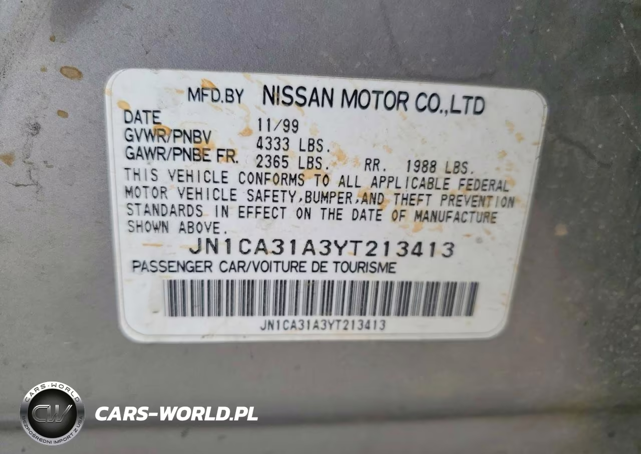 2000 Nissan Maxima Gxe VIN:JN1CA31A3YT213413 - 12