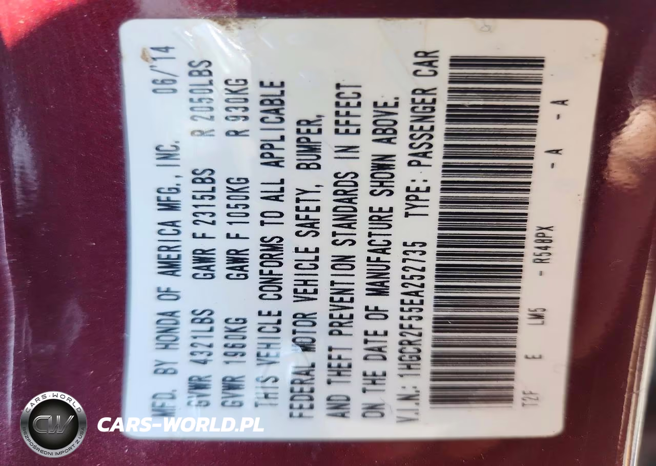 2014 Honda Accord Sport VIN:1HGCR2F55EA252735 - 13
