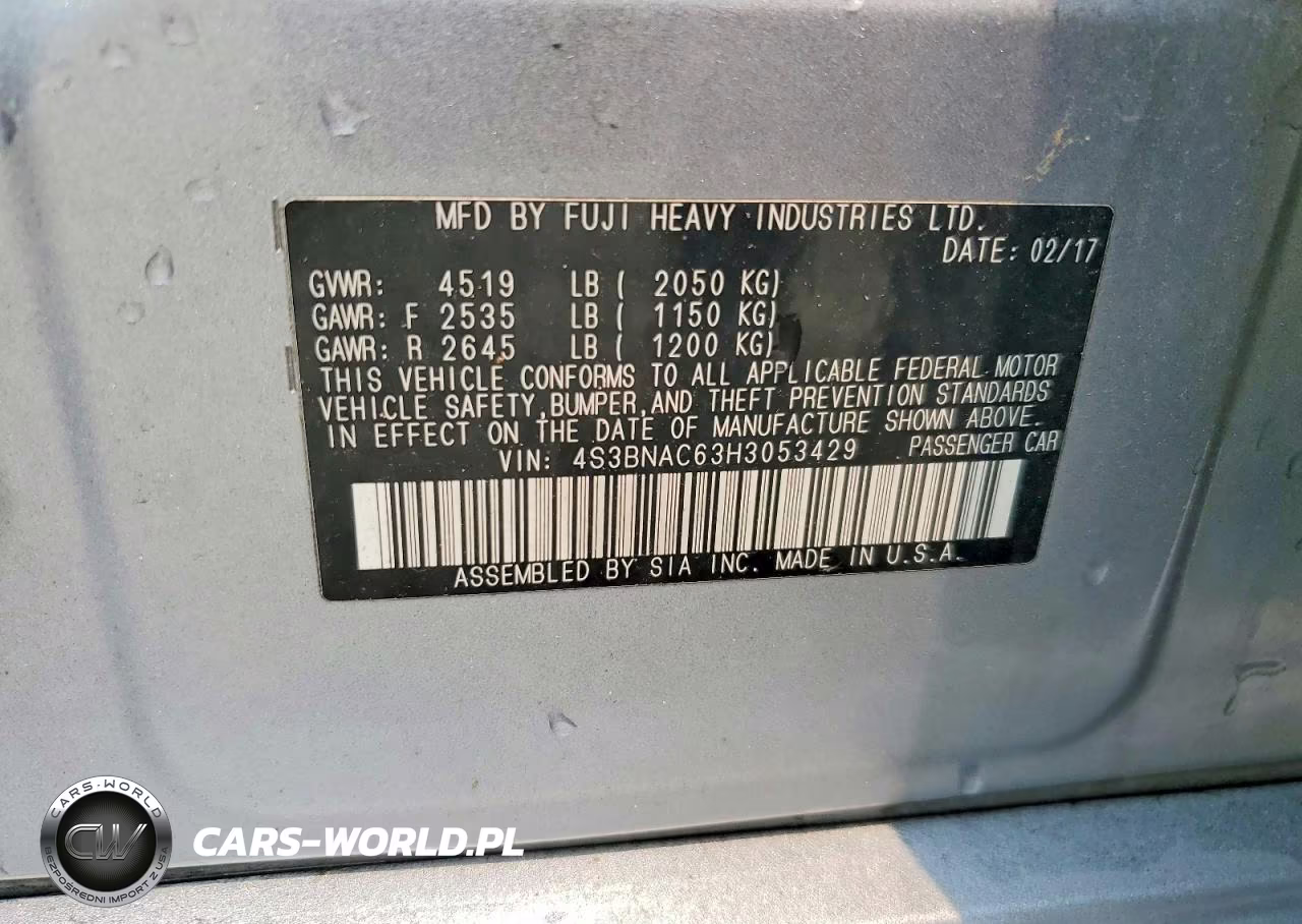 2017 Subaru Legacy 2.5I Premium VIN:4S3BNAC63H3053429 - 13