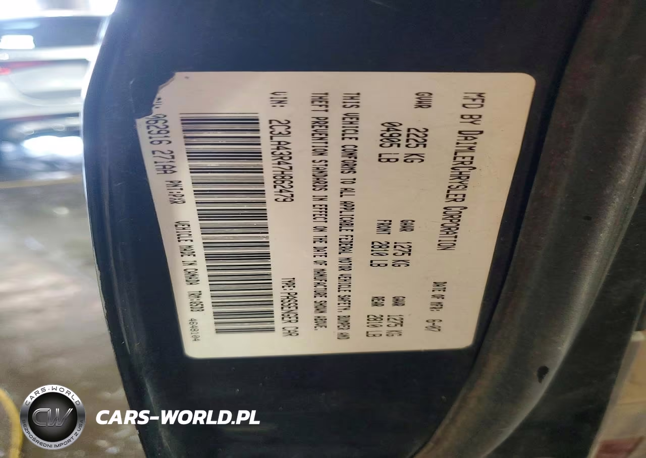 2007 Chrysler 300 VIN:2C3LA43R47H862479 - 12