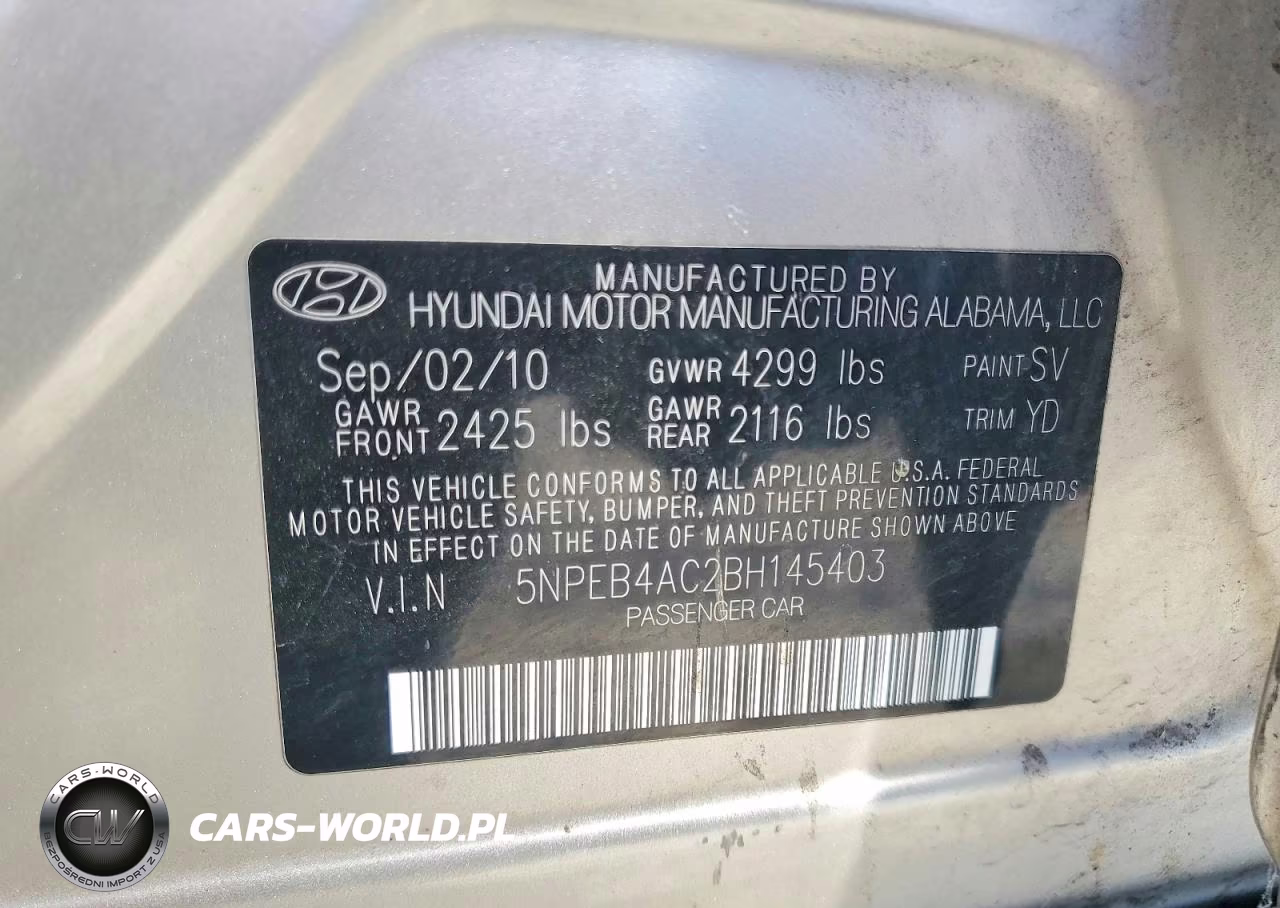 2011 Hyundai Sonata Gls VIN:5NPEB4AC2BH145403 - 12