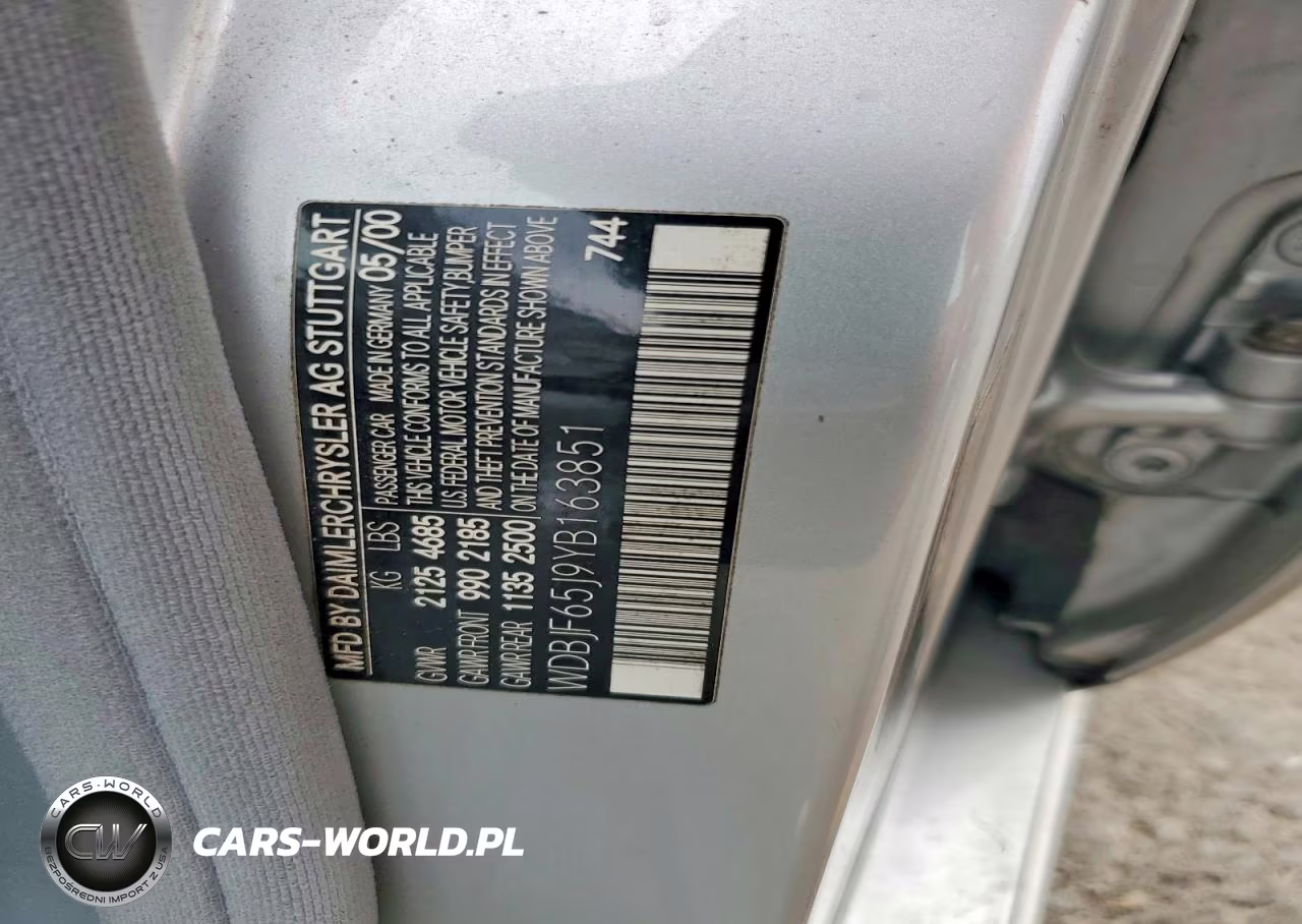 2000 Mercedes-Benz E 320 VIN:WDBJF65J9YB163851 - 12