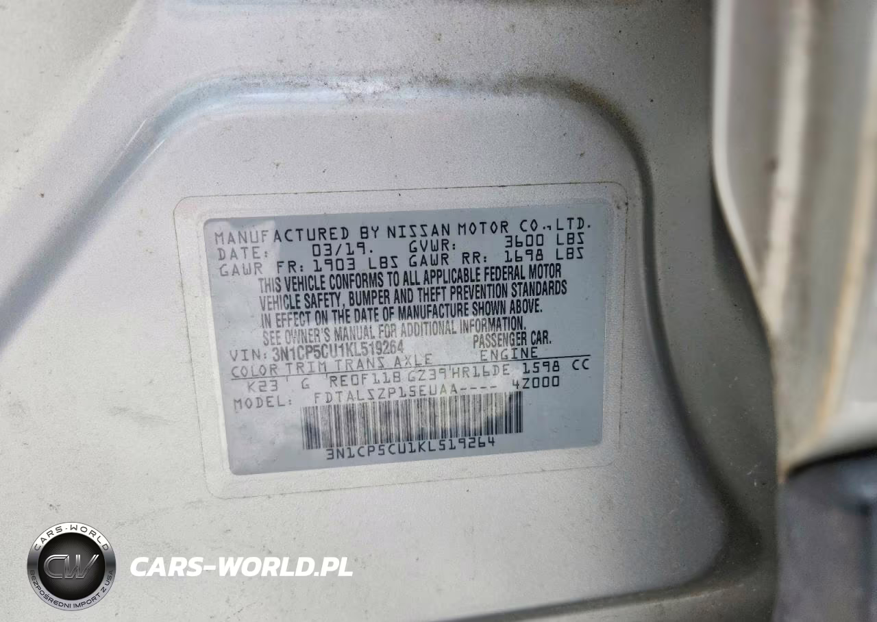 2019 Nissan Kicks Sv VIN:3N1CP5CU1KL519264 - 13