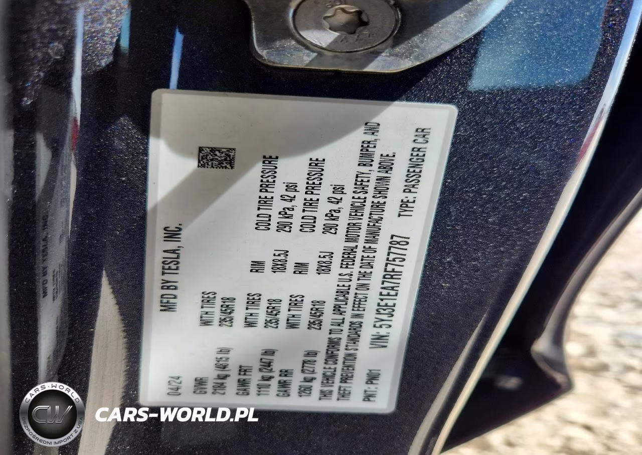 2024 Tesla Model 3 VIN:5YJ3E1EA7RF757787 - 12