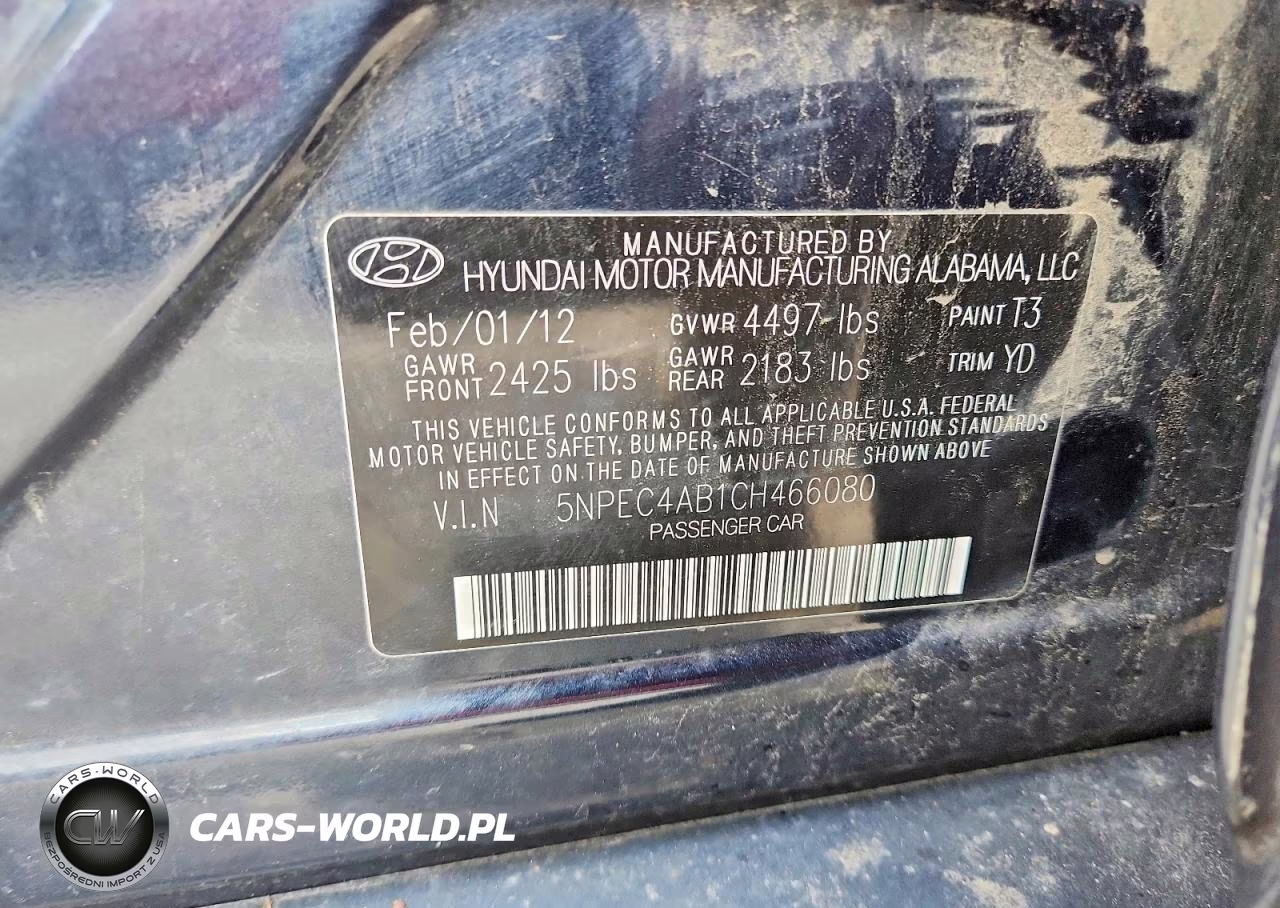 2012 Hyundai Sonata Limited 2.0T VIN:5NPEC4AB1CH466080 - 12