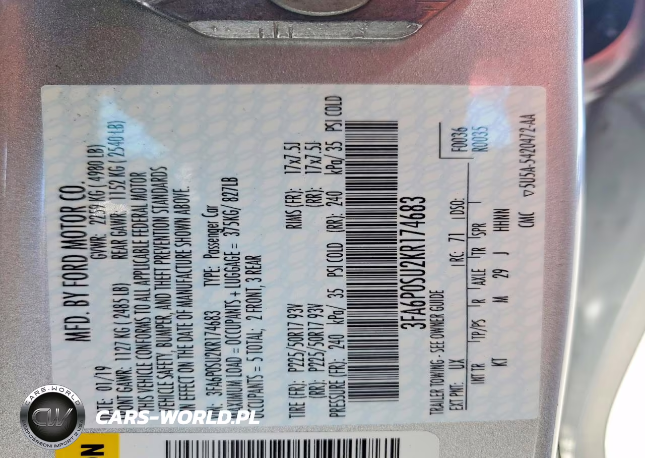 2019 Ford Fusion Titanium VIN:3FA6P0SU2KR174683 - 12