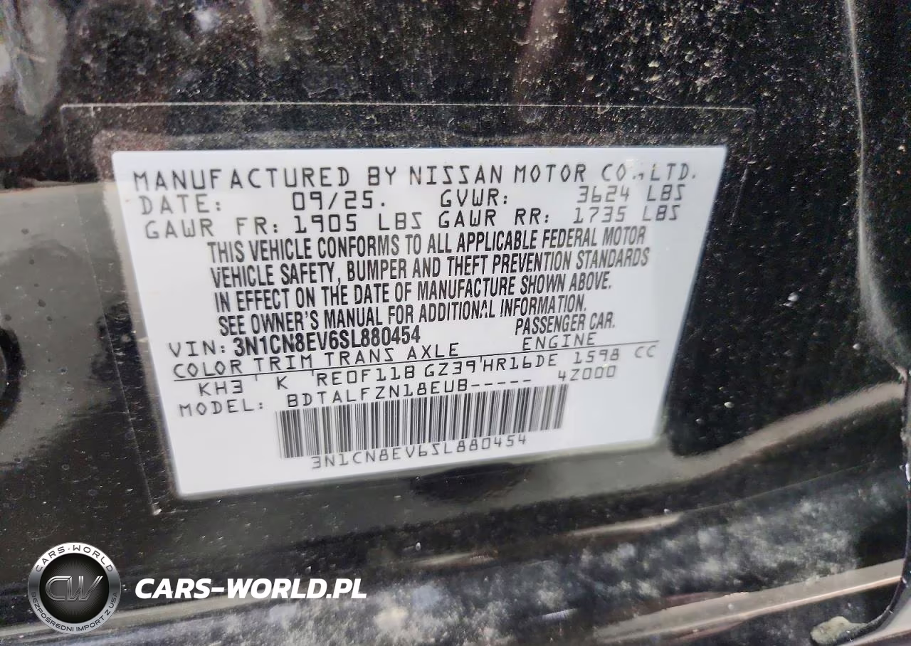 2025 Nissan Versa Sv VIN:3N1CN8EV6SL880454 - 12