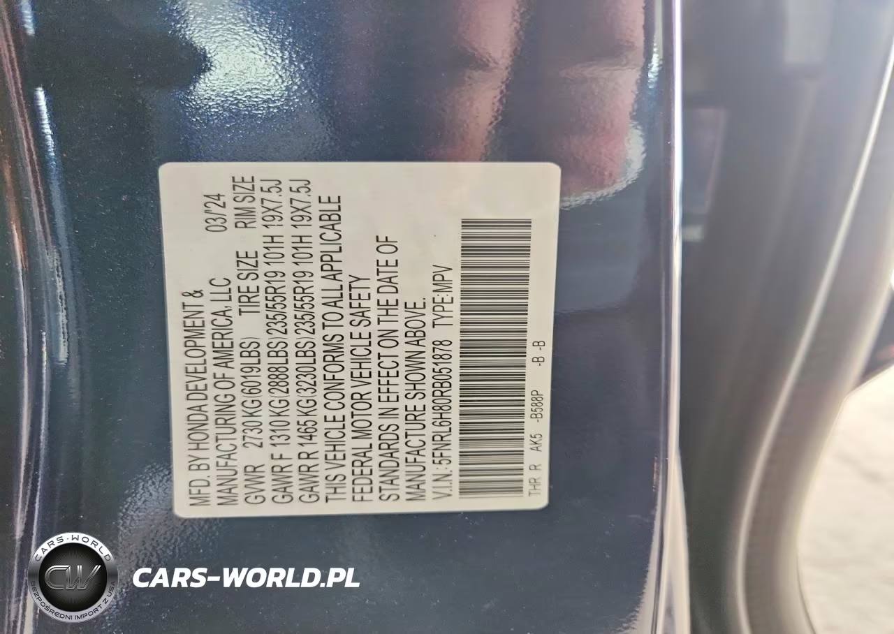 2024 Honda Odyssey Touring VIN:5FNRL6H80RB051878 - 12