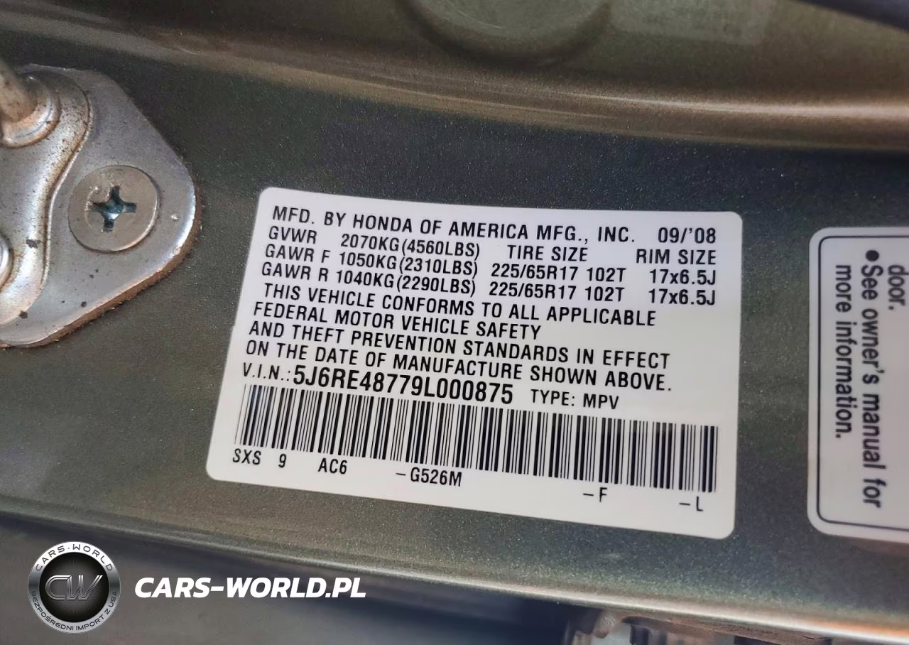 2009 Honda Cr-V Exl VIN:5J6RE48779L000875 - 14