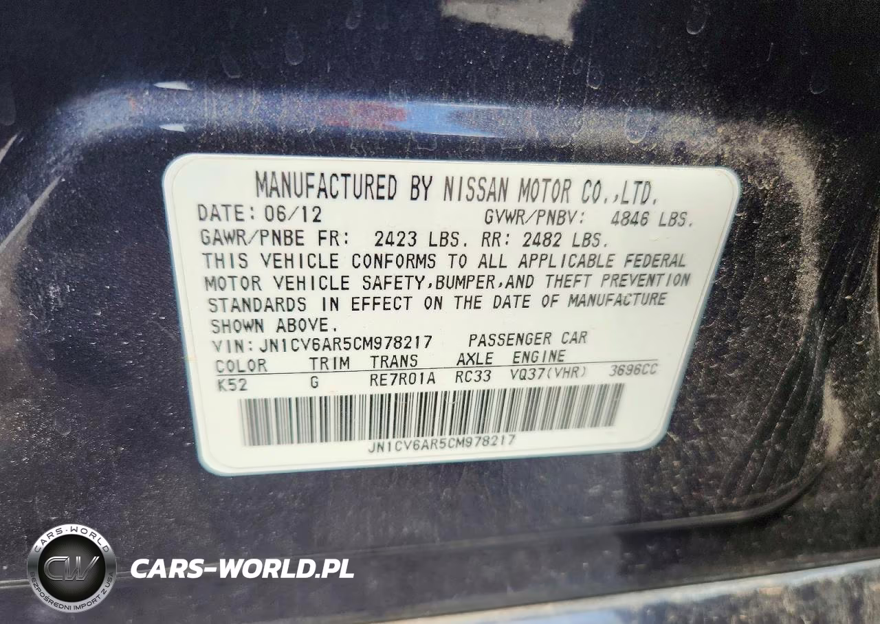 2012 Infiniti G37 Sedan X VIN:JN1CV6AR5CM978217 - 12