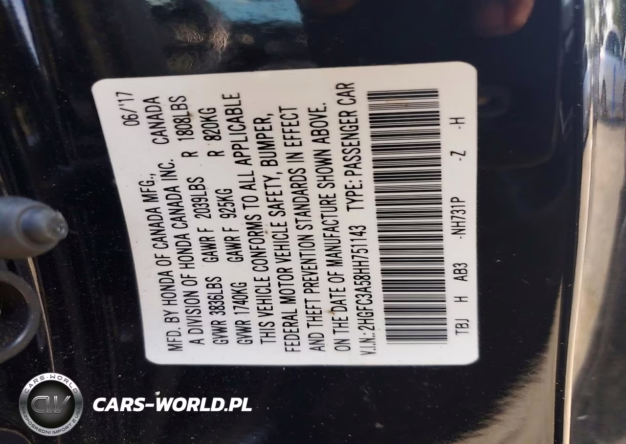 2017 Honda Civic Si VIN:2HGFC3A58HH751143 - 12