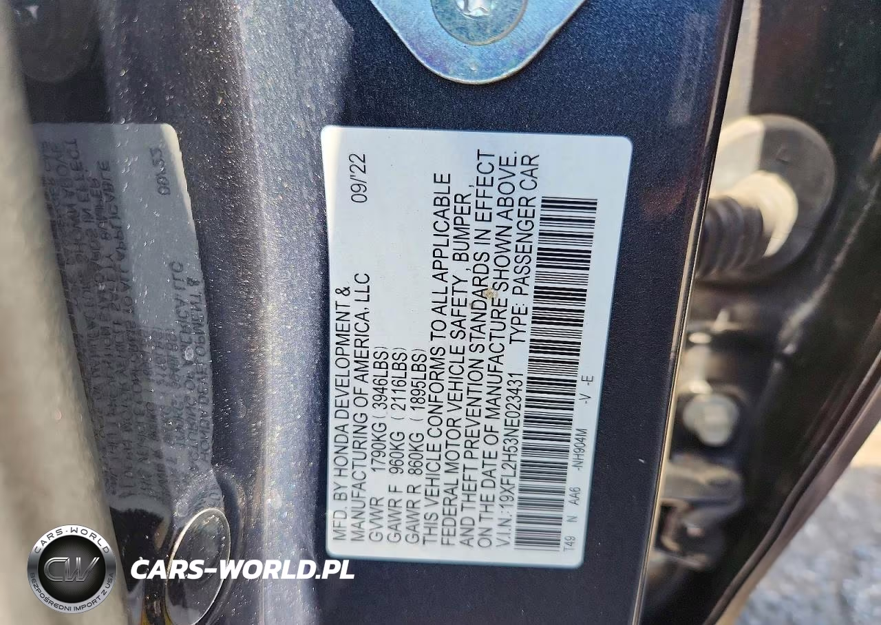 2022 Honda Civic Lx VIN:19XFL2H53NE023431 - 12