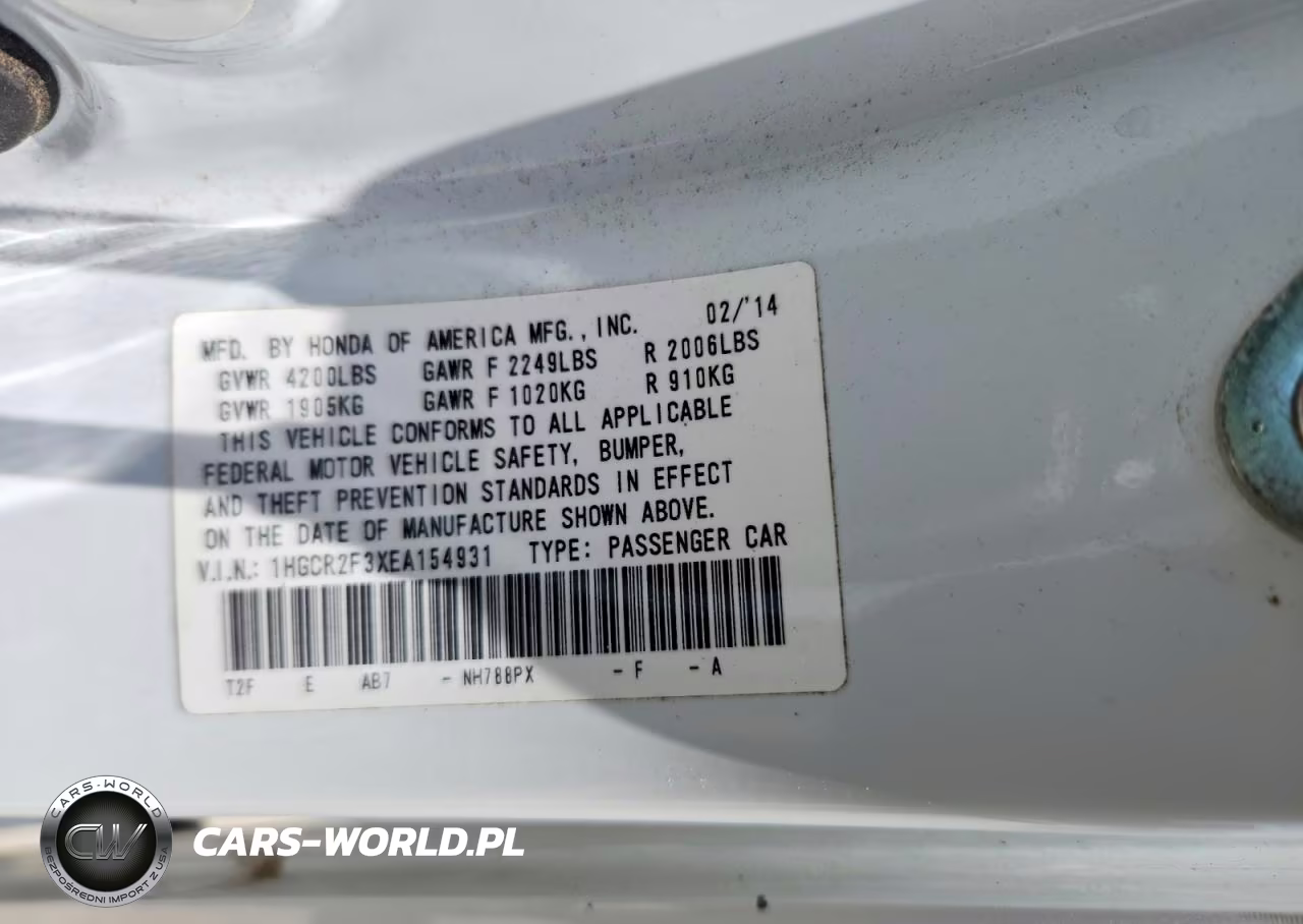 2014 Honda Accord Lx VIN:1HGCR2F3XEA154931 - 12