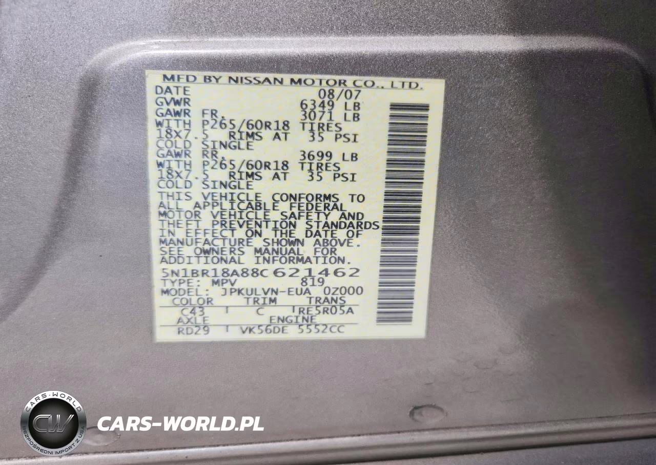 2008 Nissan Pathfinder Se V8 VIN:5N1BR18A88C621462 - 13