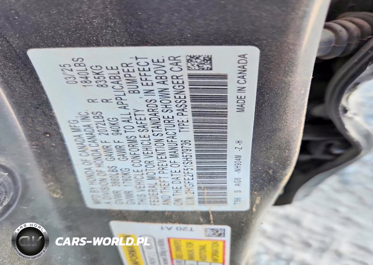 2025 Honda Civic Sport VIN:2HGFE2F51SH579736 - 12