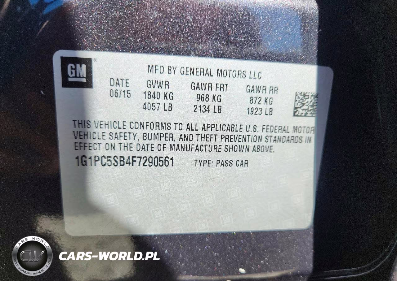 2015 Chevrolet Cruze 1Lt Auto VIN:1G1PC5SB4F7290561 - 12