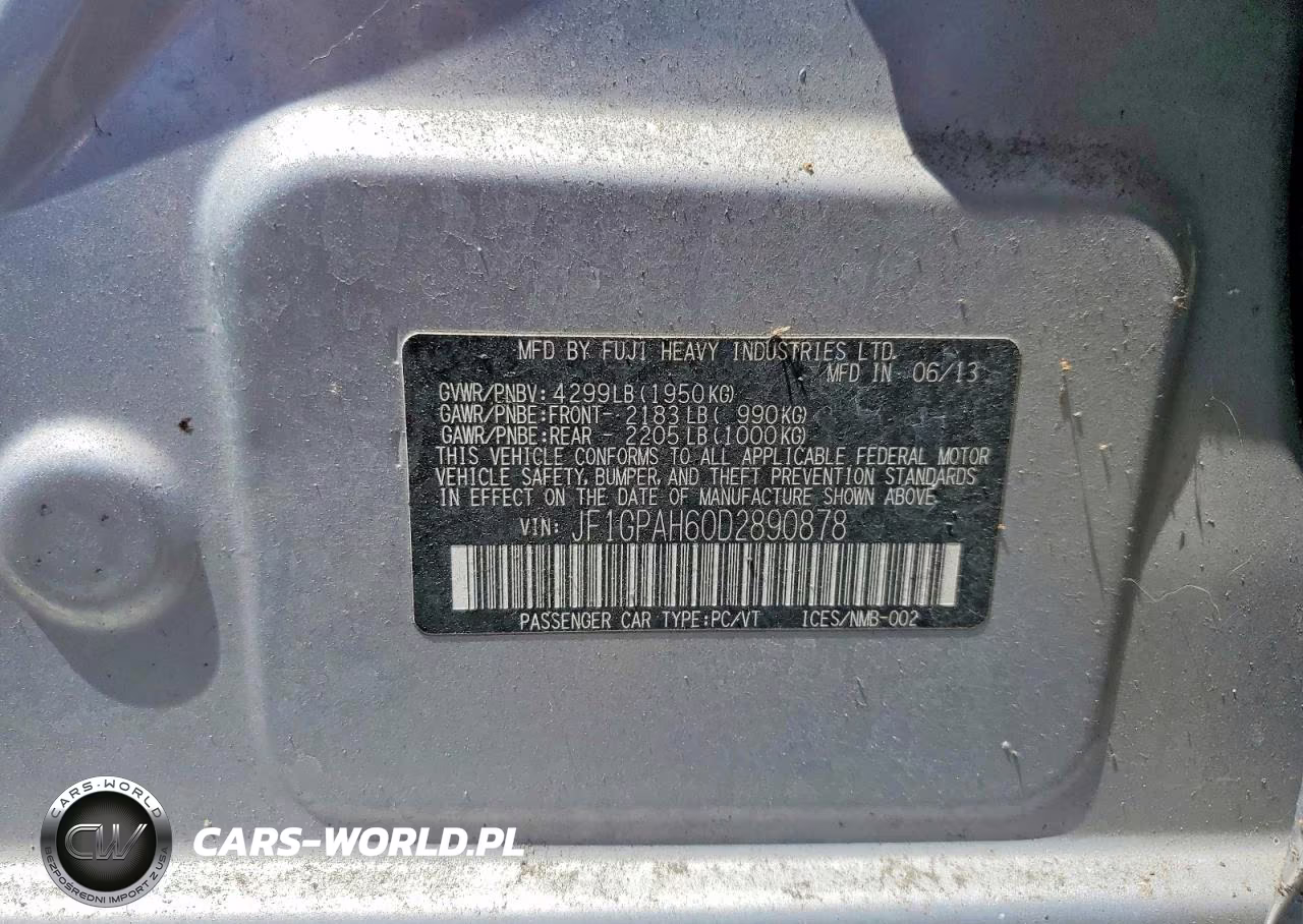 2013 Subaru Impreza Limited VIN:JF1GPAH60D2890878 - 13