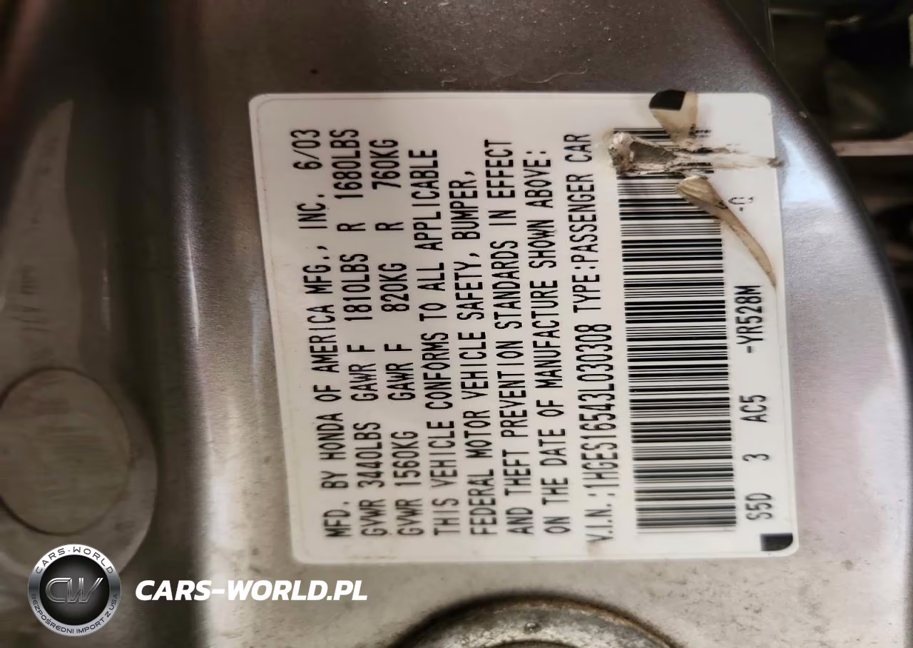 2003 Honda Civic Lx VIN:1HGES16543L030308 - 12