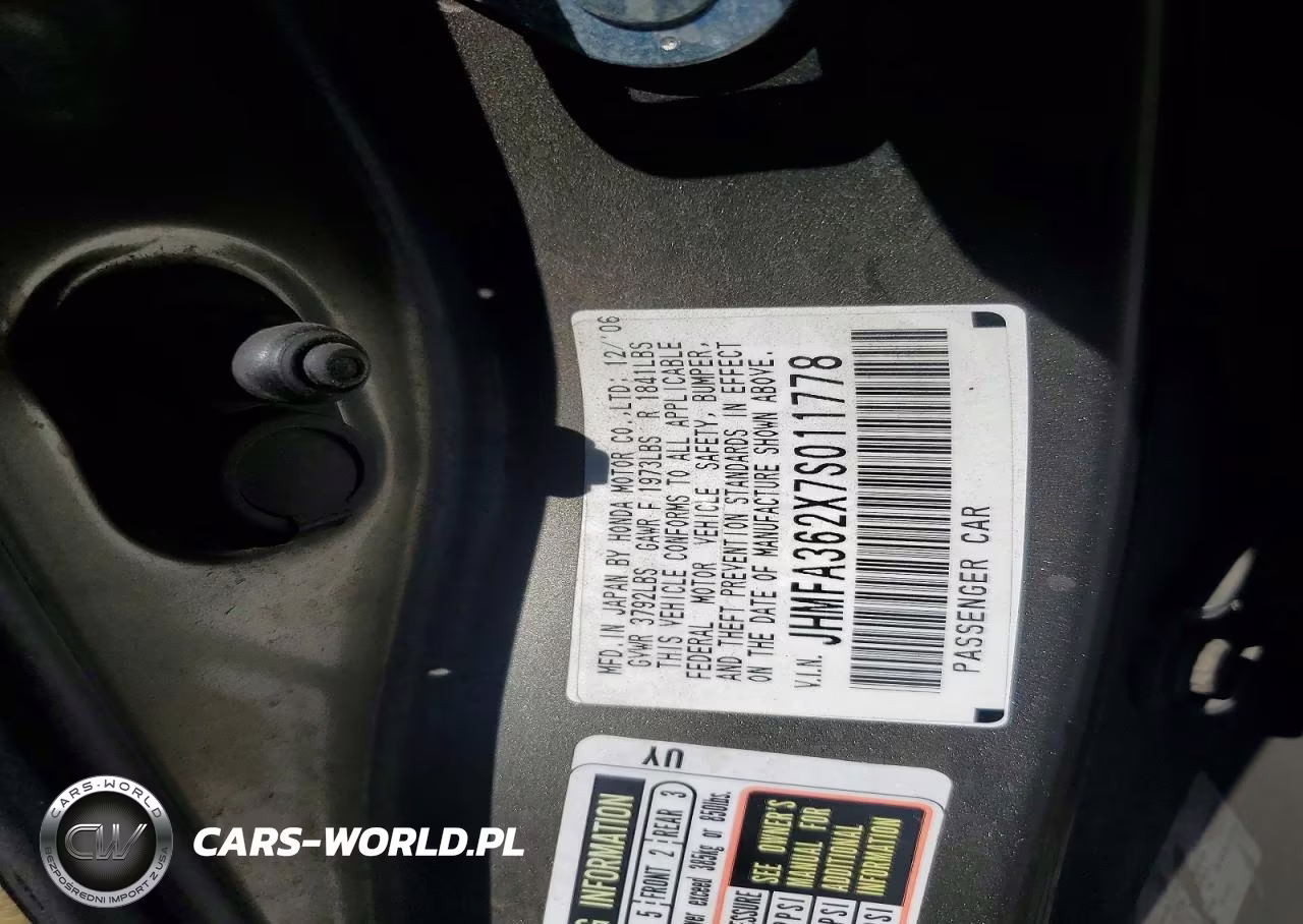2007 Honda Civic Hybrid VIN:JHMFA362X7S011778 - 12