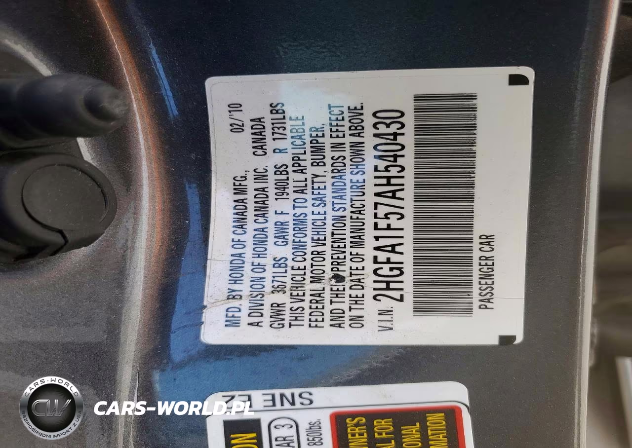 2010 Honda Civic Lx VIN:2HGFA1F57AH540430 - 13