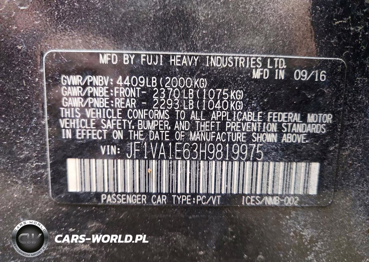 2017 Subaru Wrx Premium VIN:JF1VA1E63H9819975 - 12