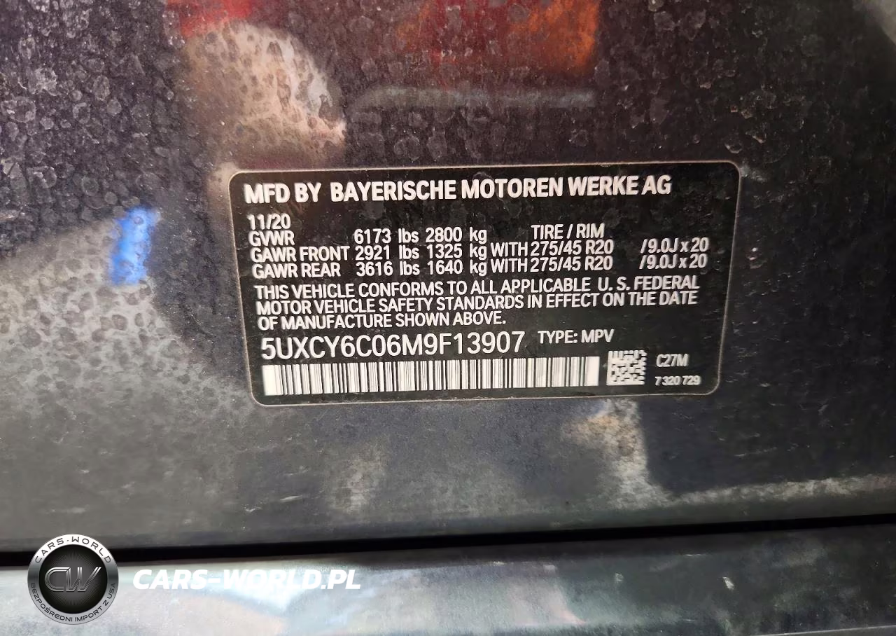 2021 BMW X6 xDrive40I VIN:5UXCY6C06M9F13907 - 13