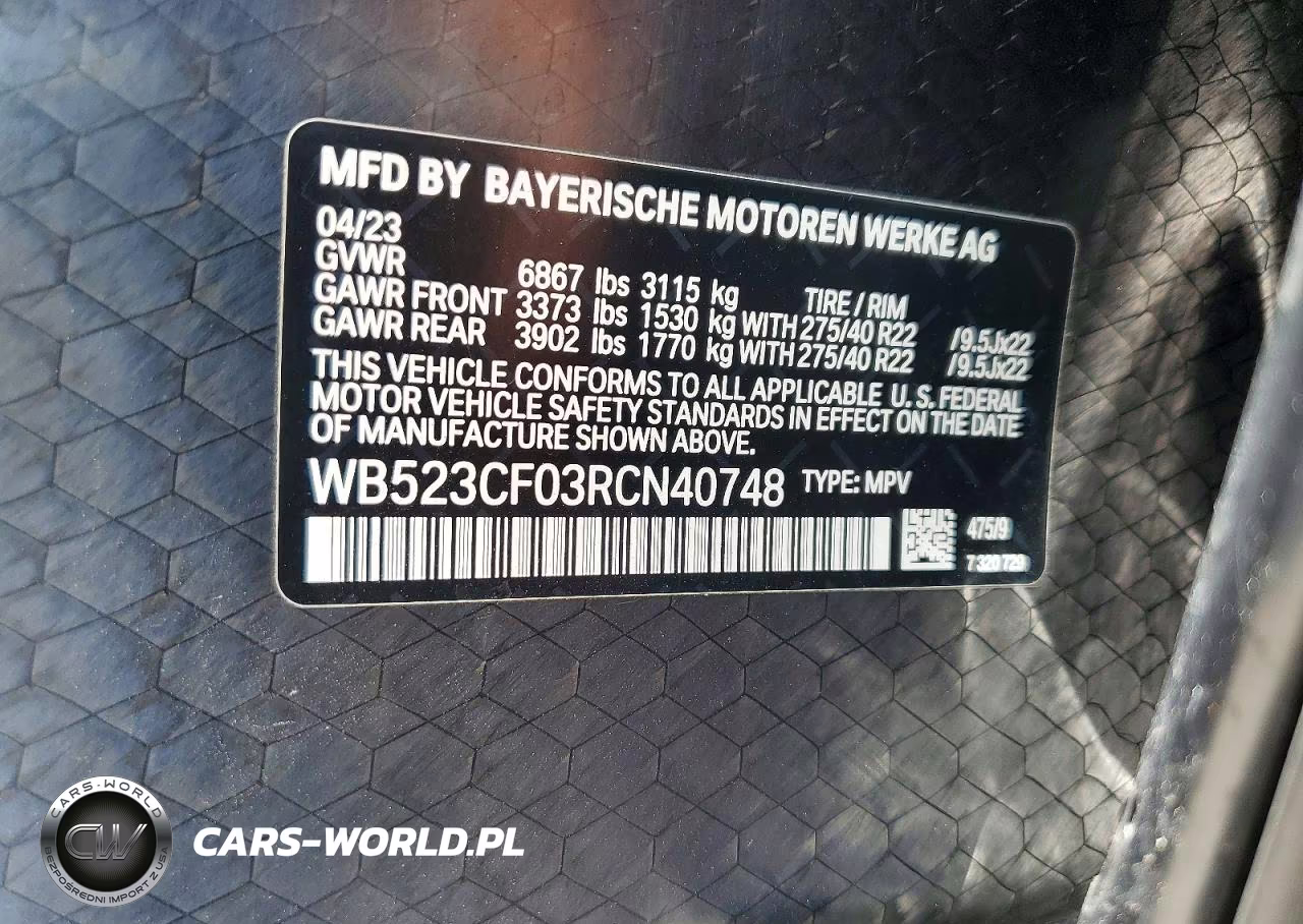 2024 BMW Ix xDrive50 VIN:WB523CF03RCN40748 - 13