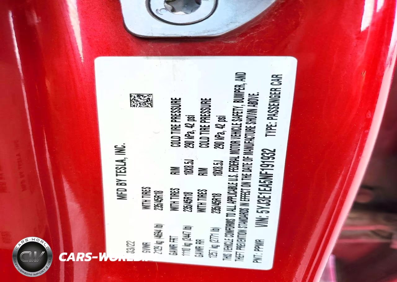 2022 Tesla Model 3 VIN:5YJ3E1EA5NF191932 - 12