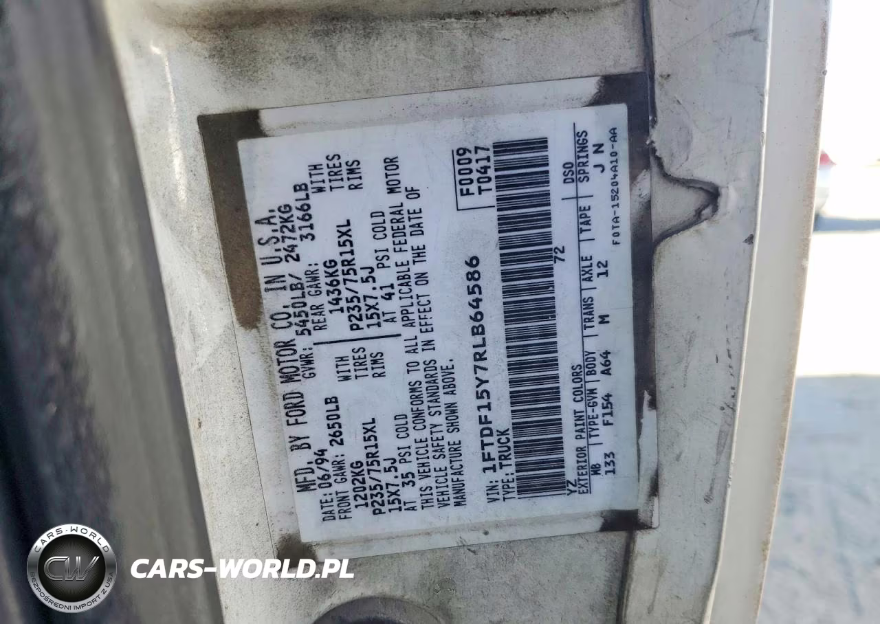 1994 Ford F150 VIN:1FTDF15Y7RLB64586 - 12