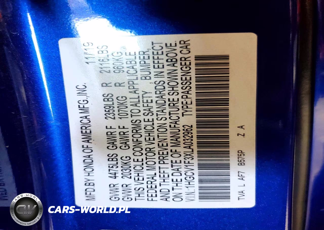 2020 Honda Accord Sport VIN:1HGCV1F3XLA032962 - 12