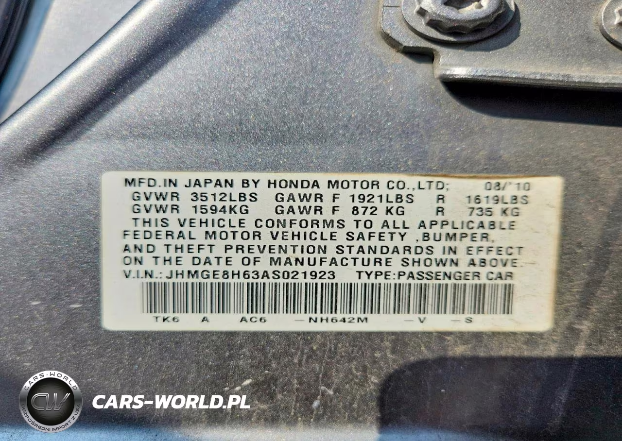 2010 Honda Fit Sport VIN:JHMGE8H63AS021923 - 12