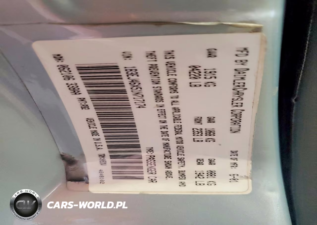 2001 Dodge Stratus Se VIN:1B3EJ46X51N717174 - 12