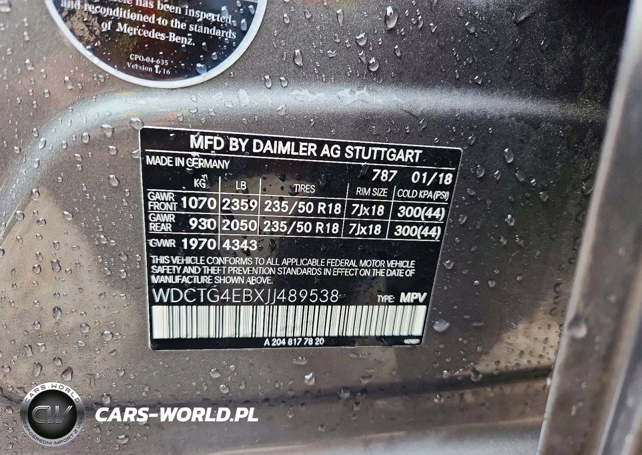 2018 Mercedes-Benz Gla 250 VIN:WDCTG4EBXJJ489538 - 13