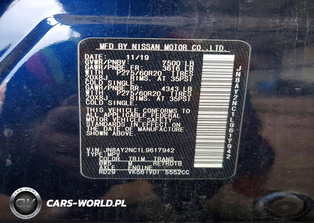 2020 Nissan Armada Sl VIN:JN8AY2NC1L9617942 - 13