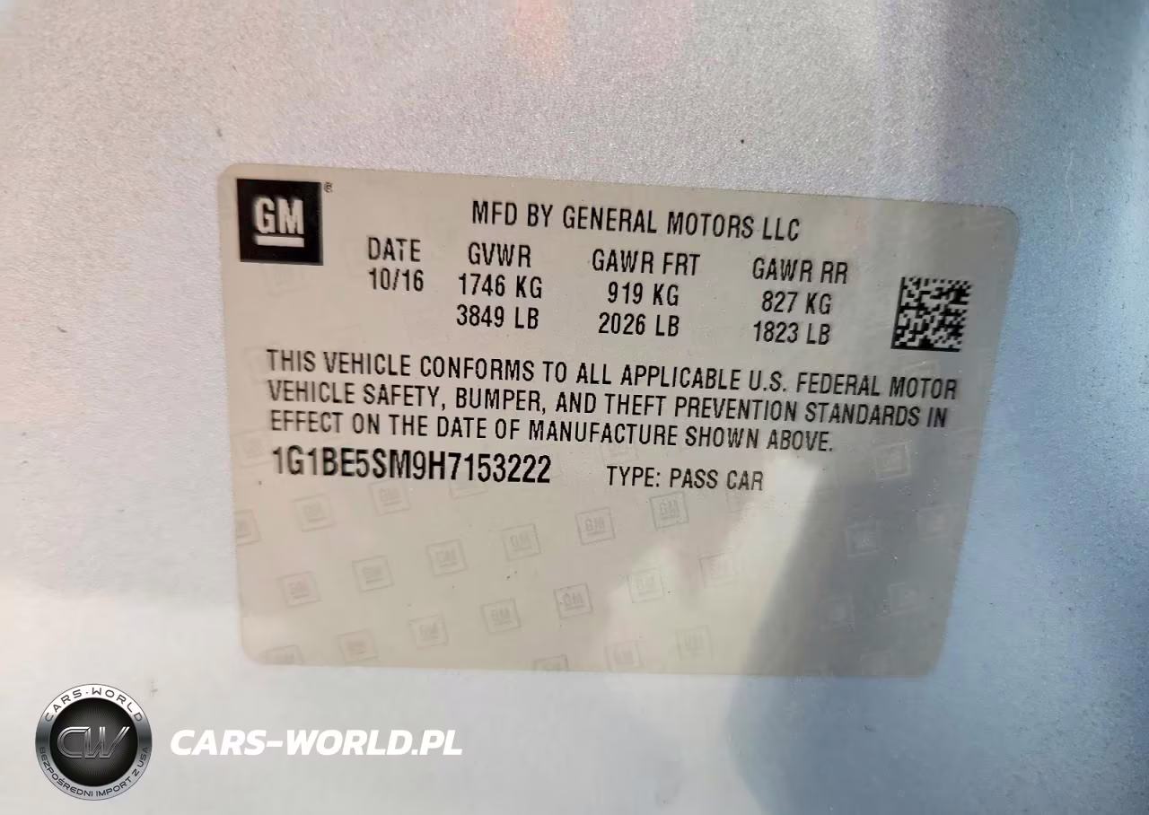 2017 Chevrolet Cruze Lt VIN:1G1BE5SM9H7153222 - 12