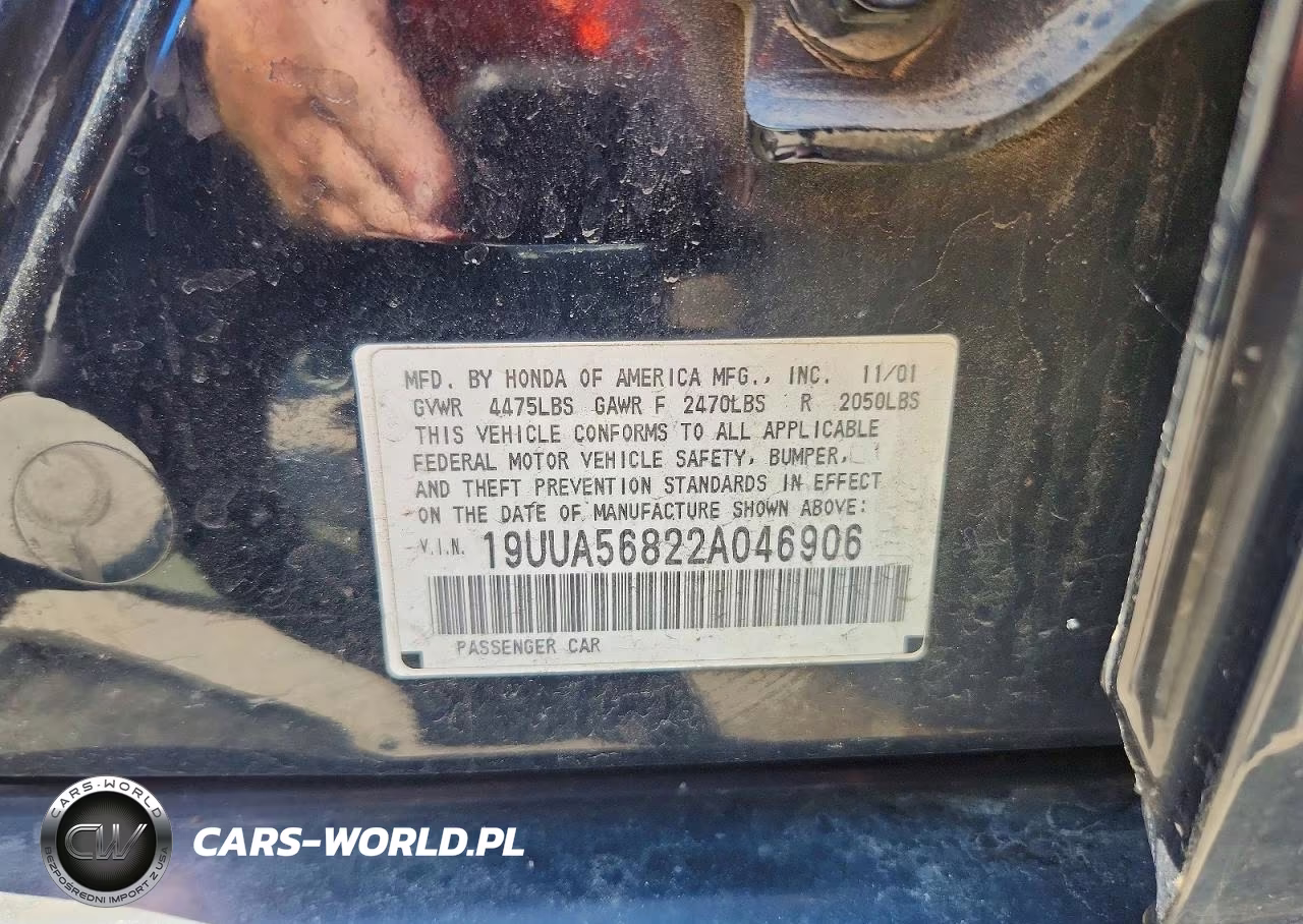 2002 Acura 3.2Tl Type-S VIN:19UUA56822A046906 - 13