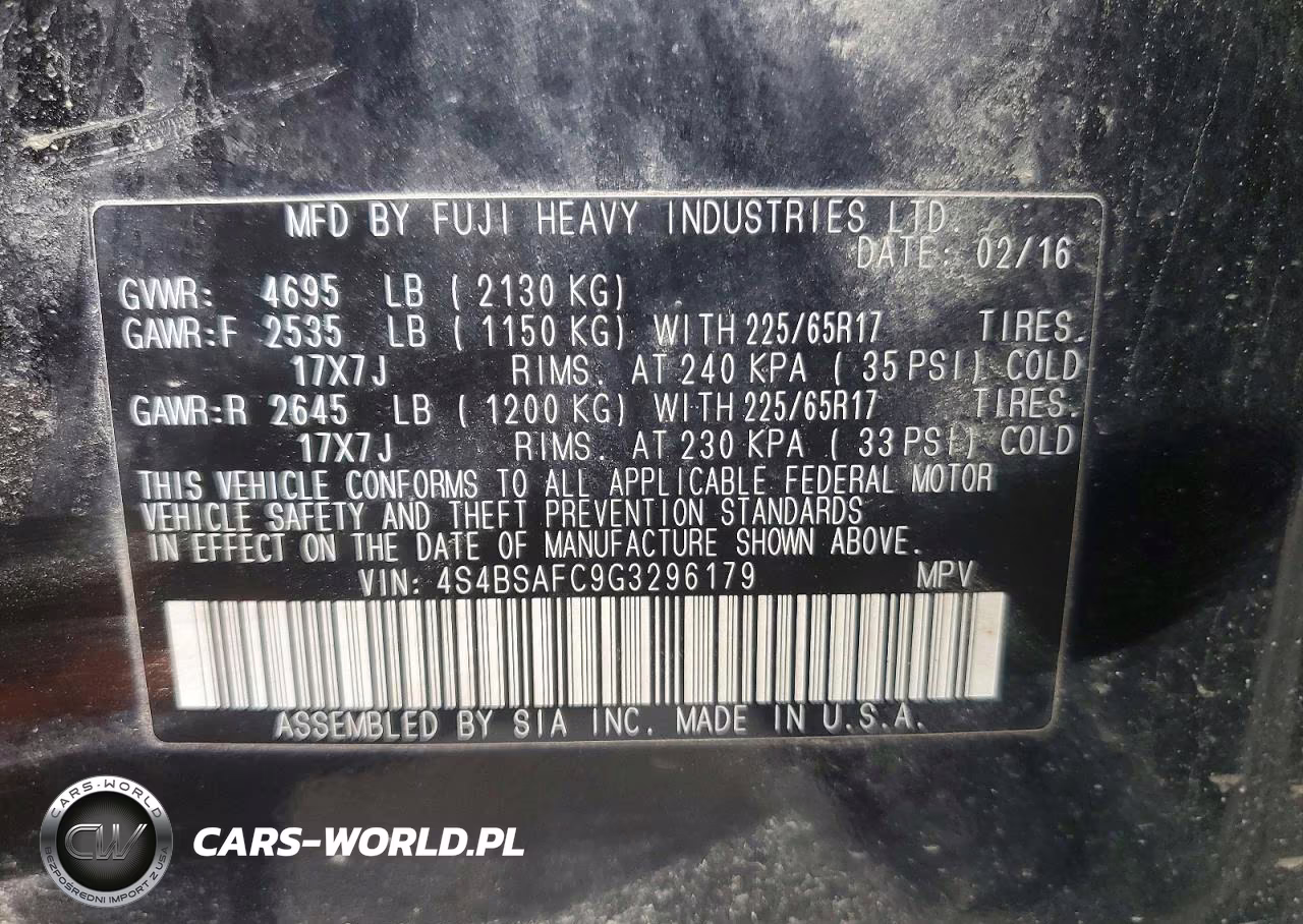 2016 Subaru Outback 2.5I Premium VIN:4S4BSAFC9G3296179 - 12