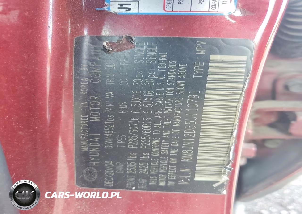 2005 Hyundai Tucson Gls VIN:KM8JN12D35U110791 - 12