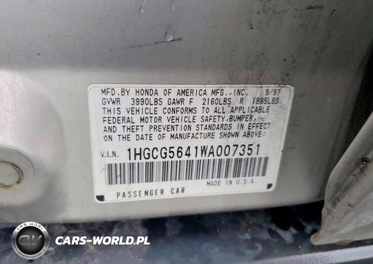 1998 Honda Accord Lx VIN:1HGCG5641WA007351 - 12