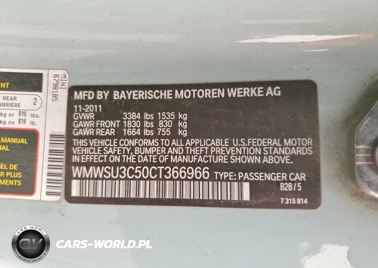 2012 Mini Cooper VIN:WMWSU3C50CT366966 - 13