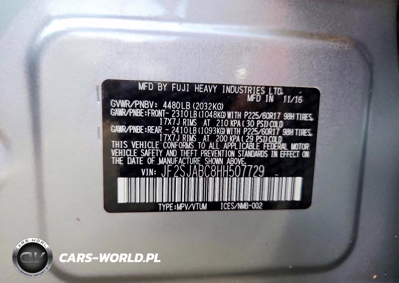 2017 Subaru Forester 2.5I VIN:JF2SJABC8HH507729 - 13
