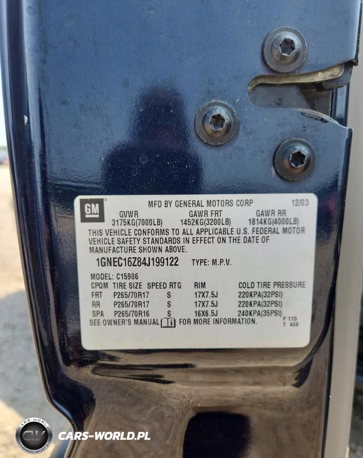 2004 Chevrolet Suburban C1500 VIN:1GNEC16Z84J199122 - 13
