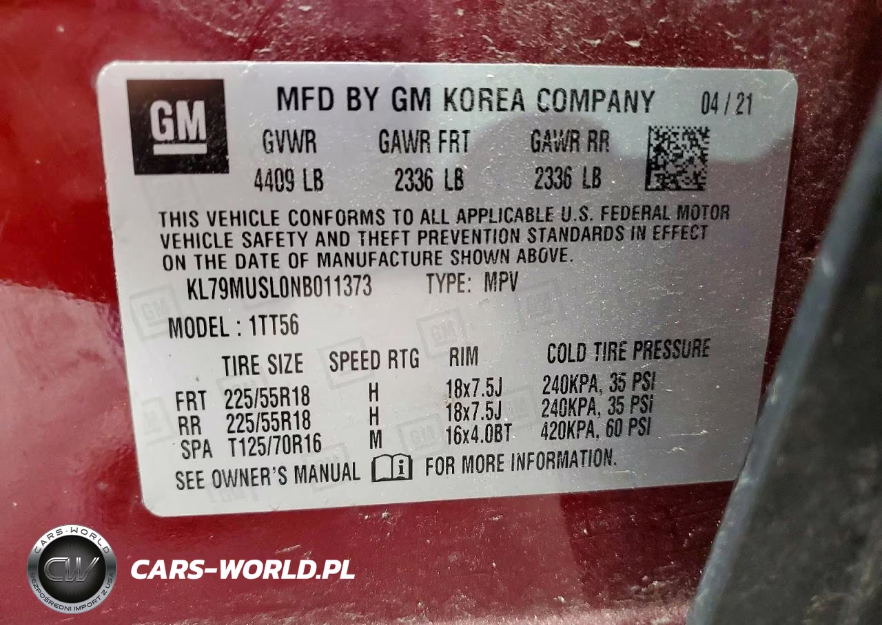 2022 Chevrolet Trailblazer Rs VIN:KL79MUSL0NB011373 - 13