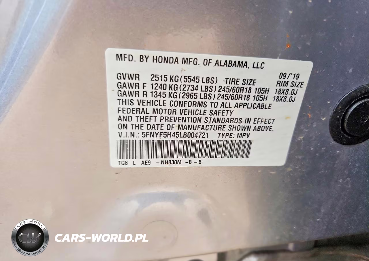 2020 Honda Pilot Exl VIN:5FNYF5H45LB004721 - 14
