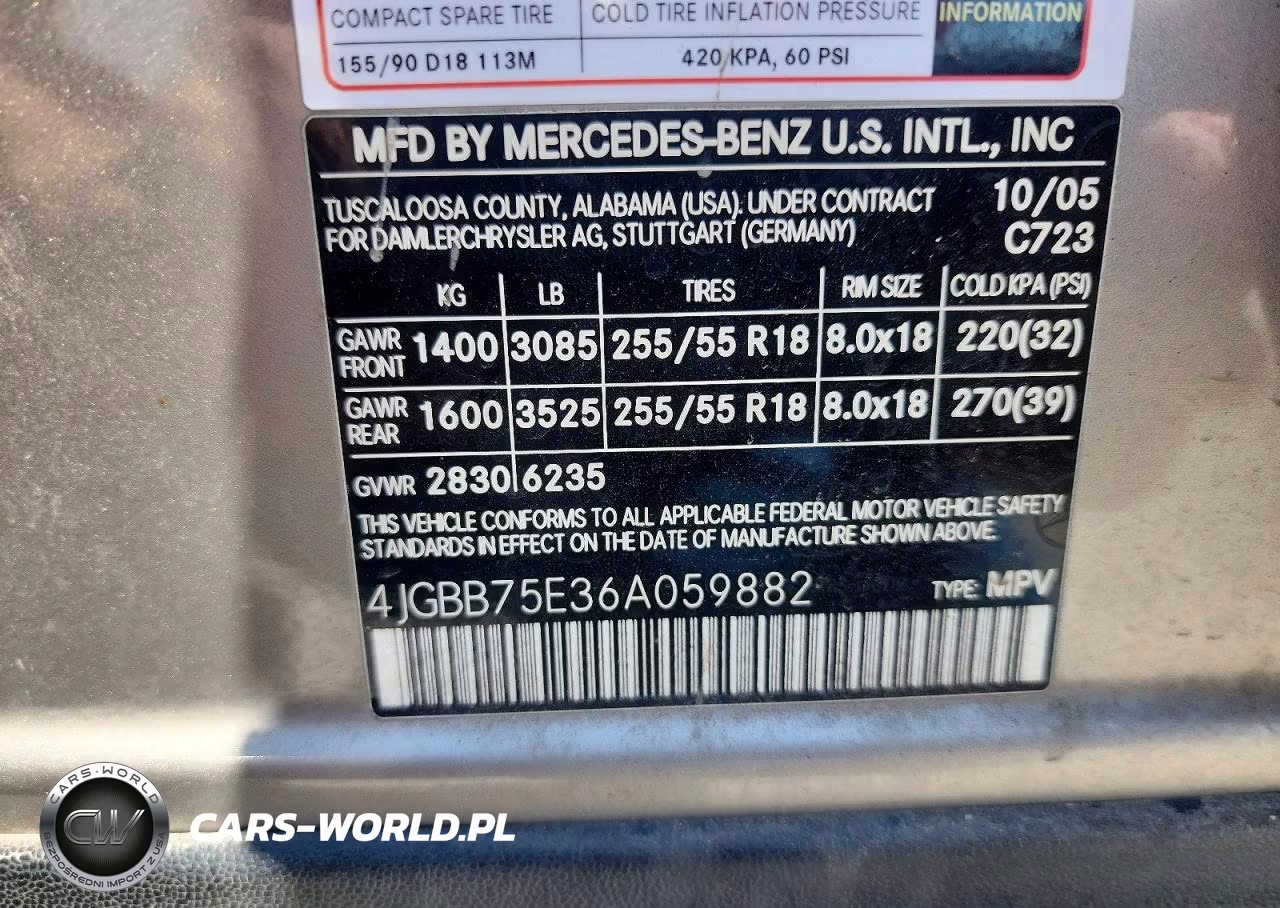 2006 Mercedes-Benz Ml 500 VIN:4JGBB75E36A059882 - 13