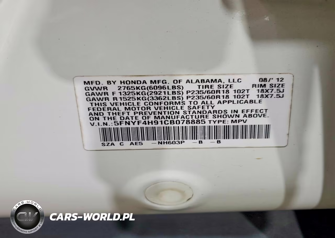 2012 Honda Pilot Touring VIN:5FNYF4H91CB078885 - 13