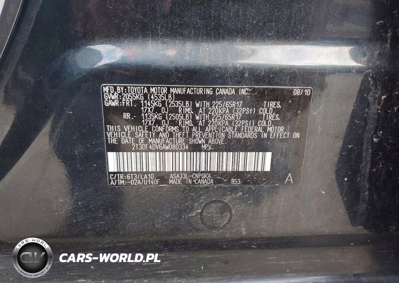 2010 Toyota Rav4 Limited VIN:2T3DF4DV6AW080334 - 12