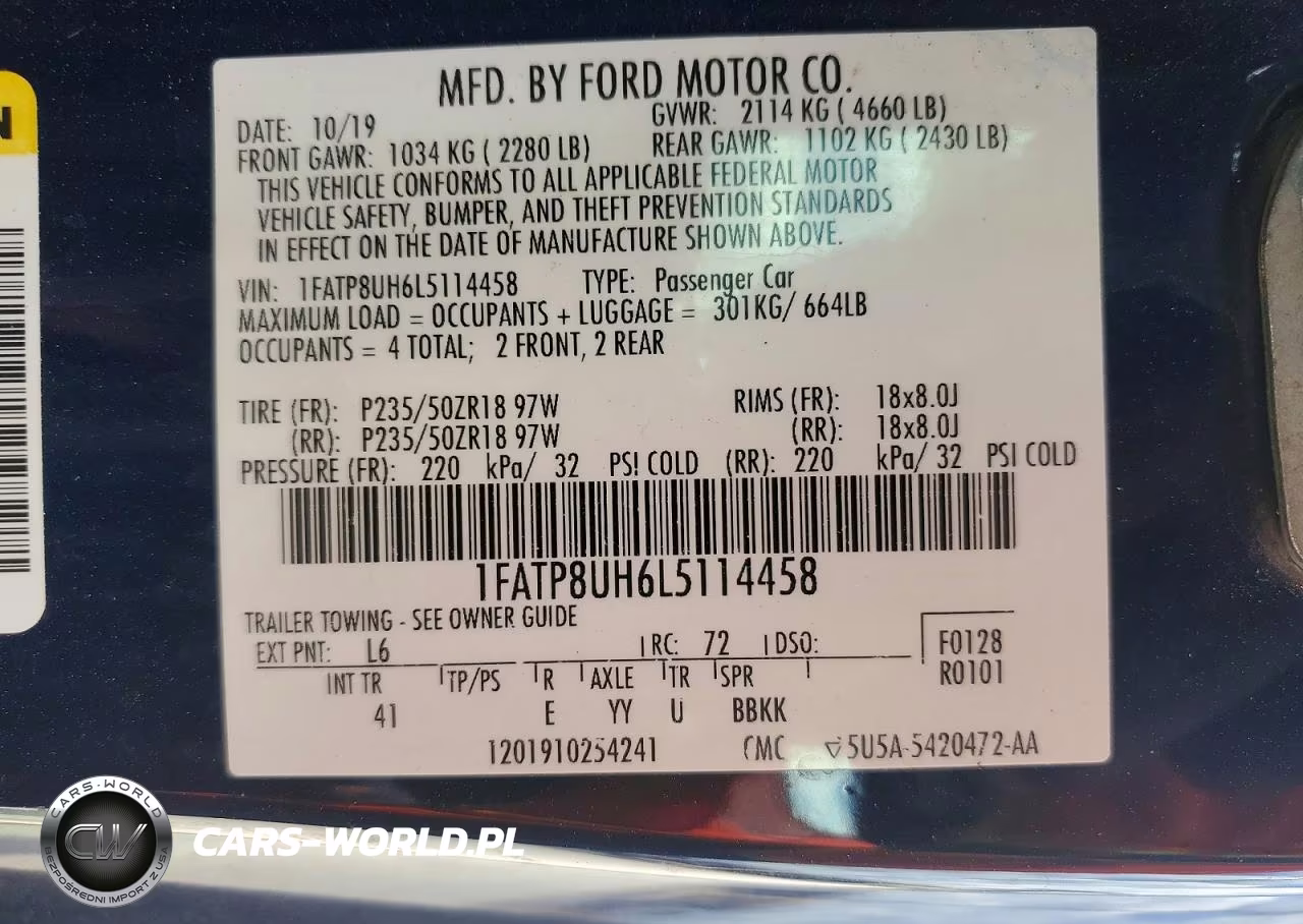 2020 Ford Mustang VIN:1FATP8UH6L5114458 - 12