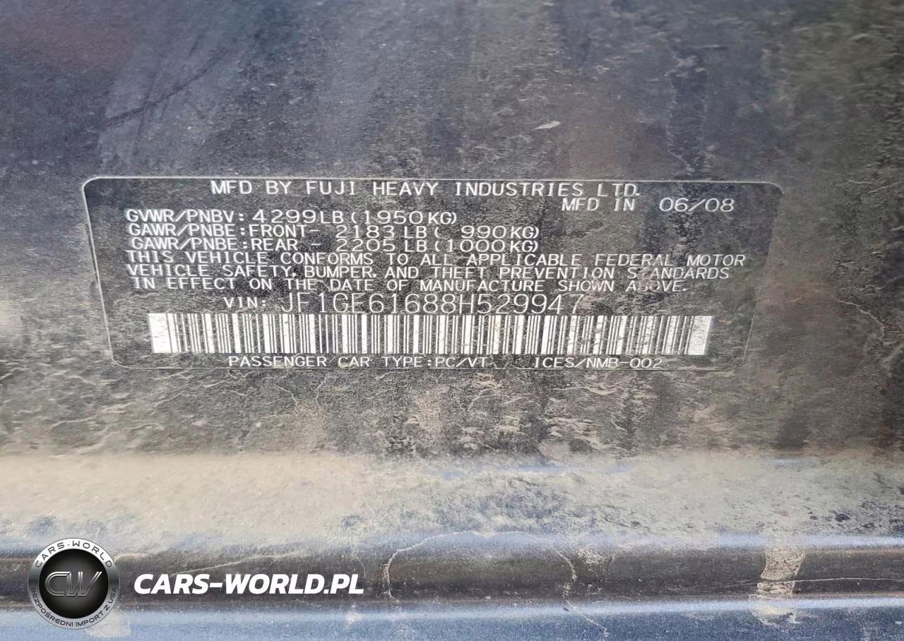 2008 Subaru Impreza 2.5I VIN:JF1GE61688H529947 - 12
